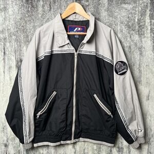 Vintage 90s Oakland Raiders Medium Gray Black Zip Up Jacket Pro Player